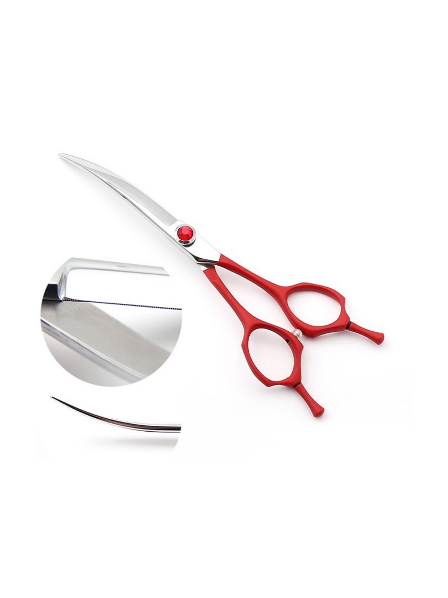 QD-75 serrated professional micro-teeth curved scissors 7.5"